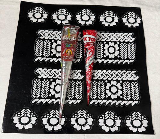 Henna with sticker (2 henna cherry & deep red )